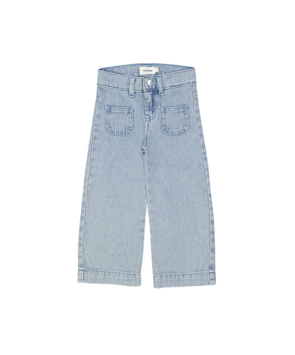 Jeans straight zipper snow bleach