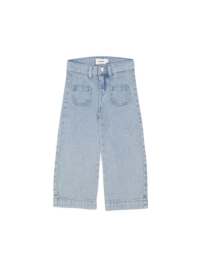 Jeans straight zipper snow bleach