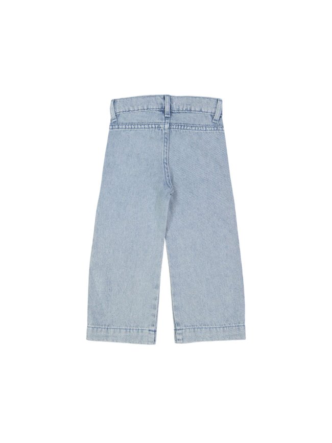 Jeans straight zipper snow bleach