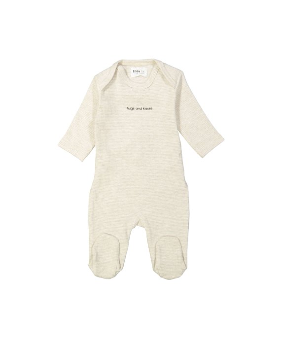Pyjamas fine stripes hugs and kisses beige