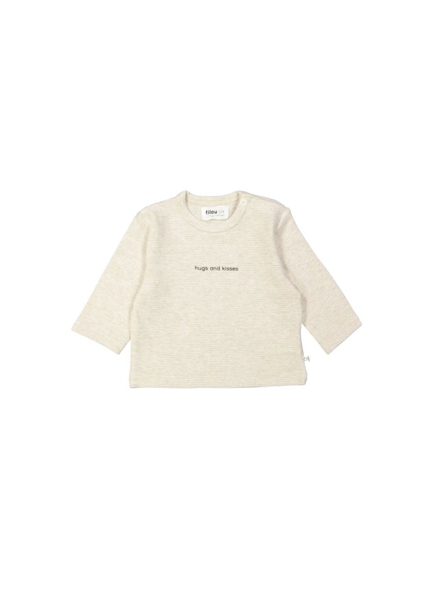 T-shirt fine stripes hugs and kisses beige
