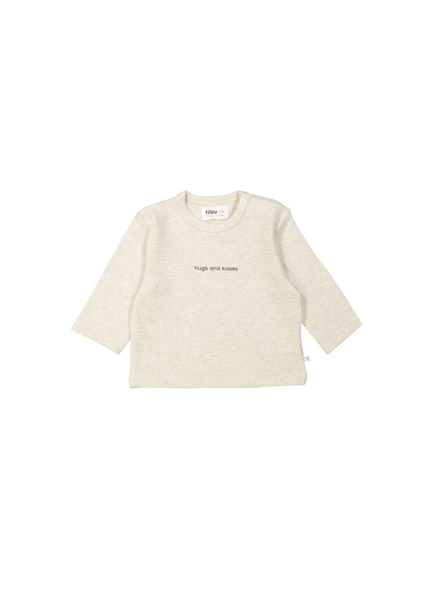 T-shirt fine stripes hugs and kisses beige