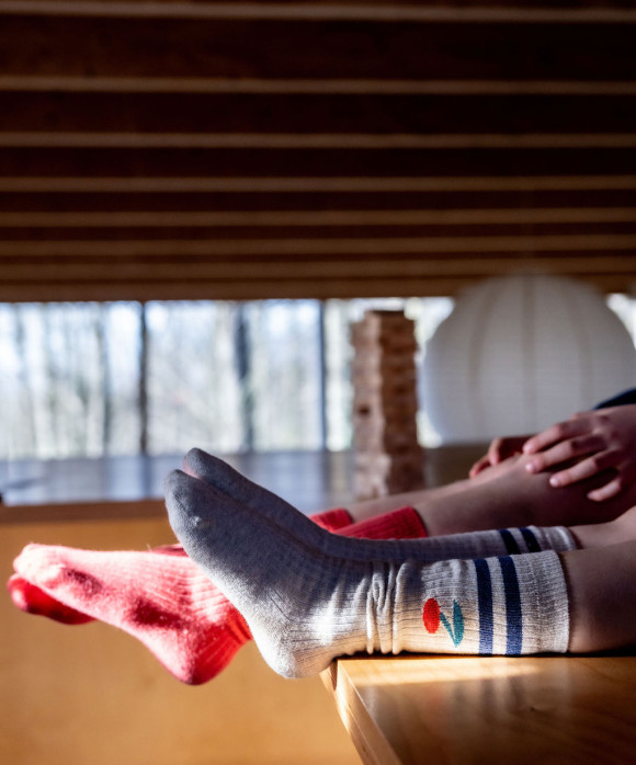 Knee-length sock cherry beige