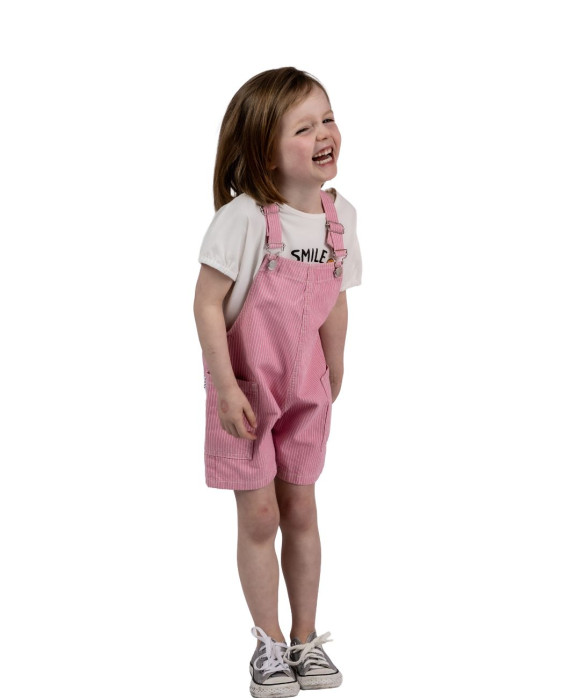 Jeans overalls stripe pink