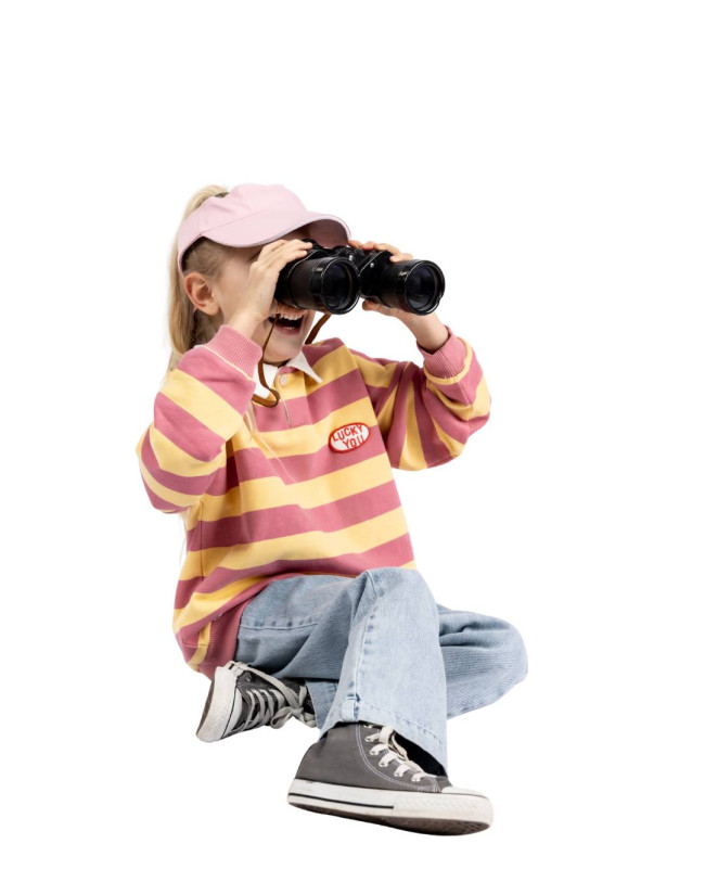 Polo Sweater stripe lucky you old pink