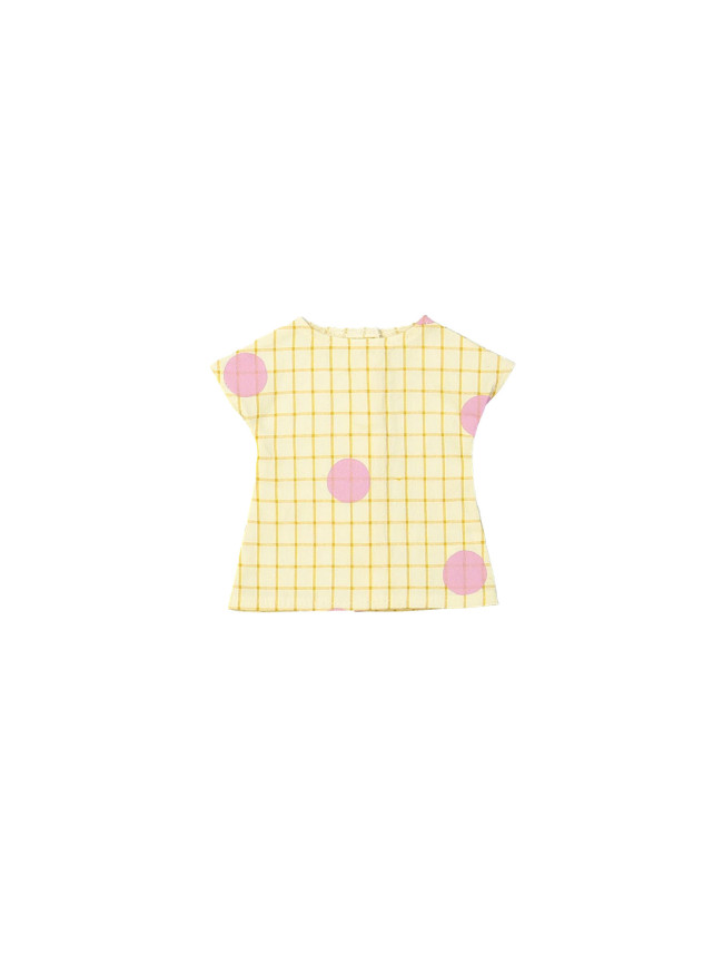 Doll dress checks dots yellow
