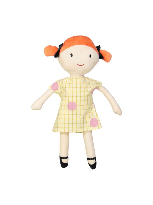 Doll dress checks dots yellow