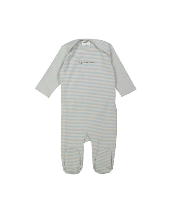 Pyjamas stripe hugs and kisses light blue melange