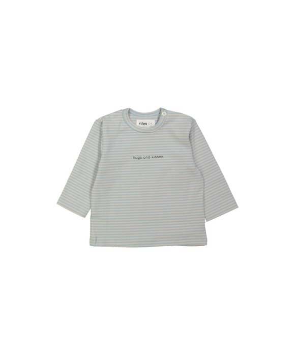 T-shirt stripe hugs and kisses light blue melange
