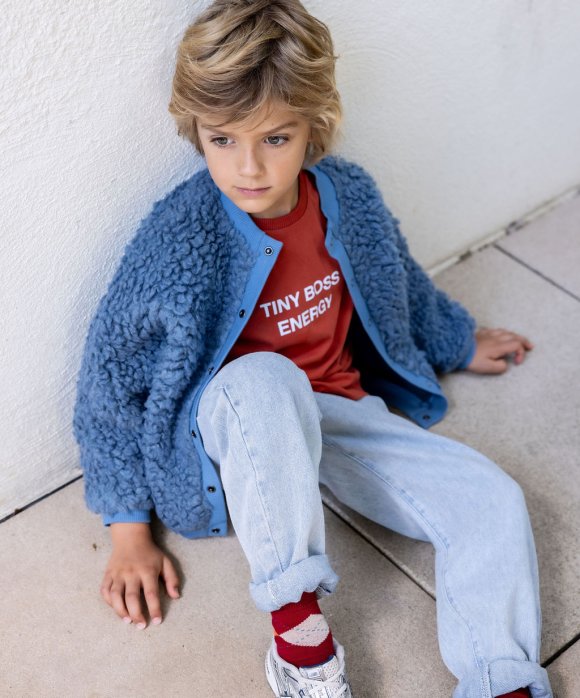 Gilet teddy gray-blue