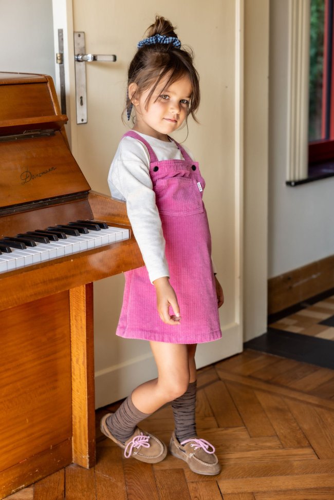 Dress wide rib bright pink