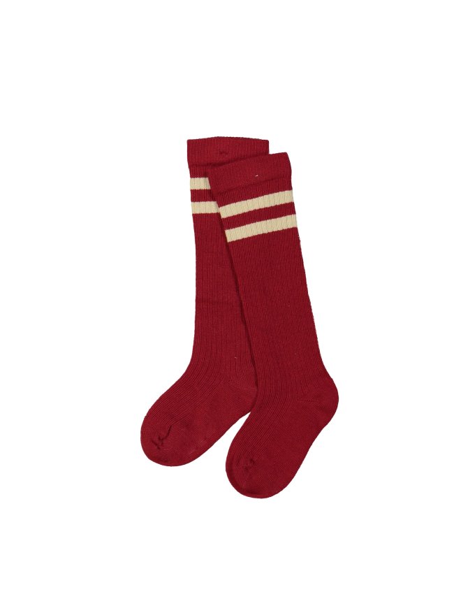 Knee-length sock stripe red