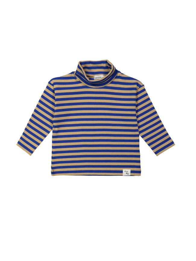 Turtleneck rib stripe cobalt