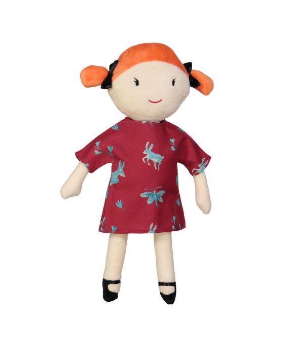 Doll dress rabbits red