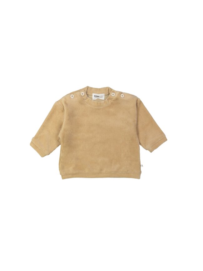 Sweater velvet rib beige