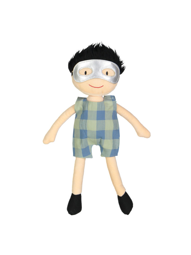 doll salopette check blue