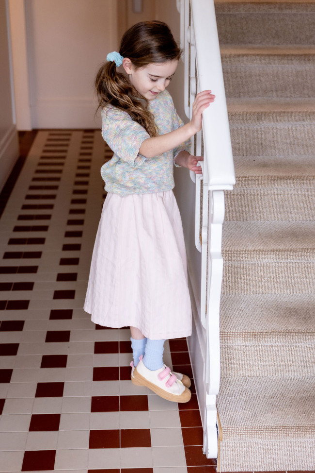 Skirt midi stripe light pink