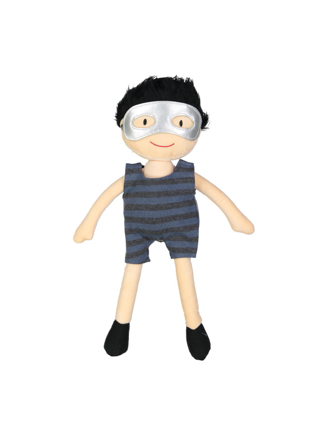 doll dungaree stripe grey blue