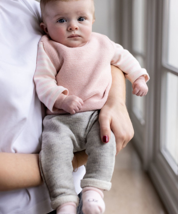 T-shirt rib stripe light pink