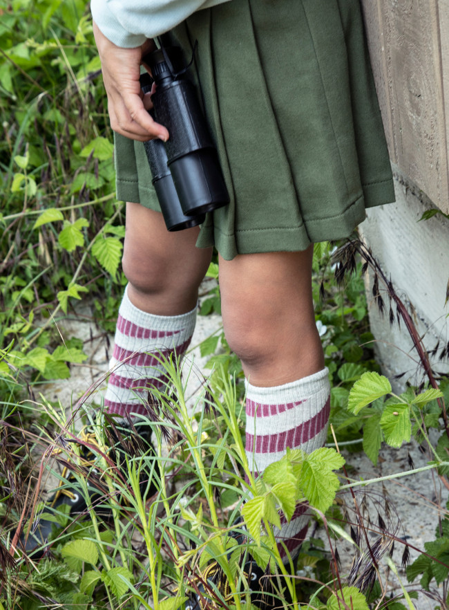 knee socks diagonal reddish brown