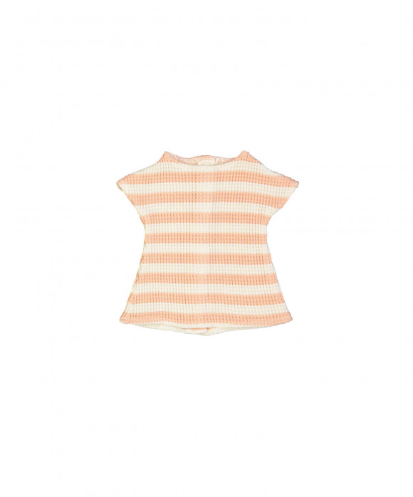 doll dress waffle stripe peach