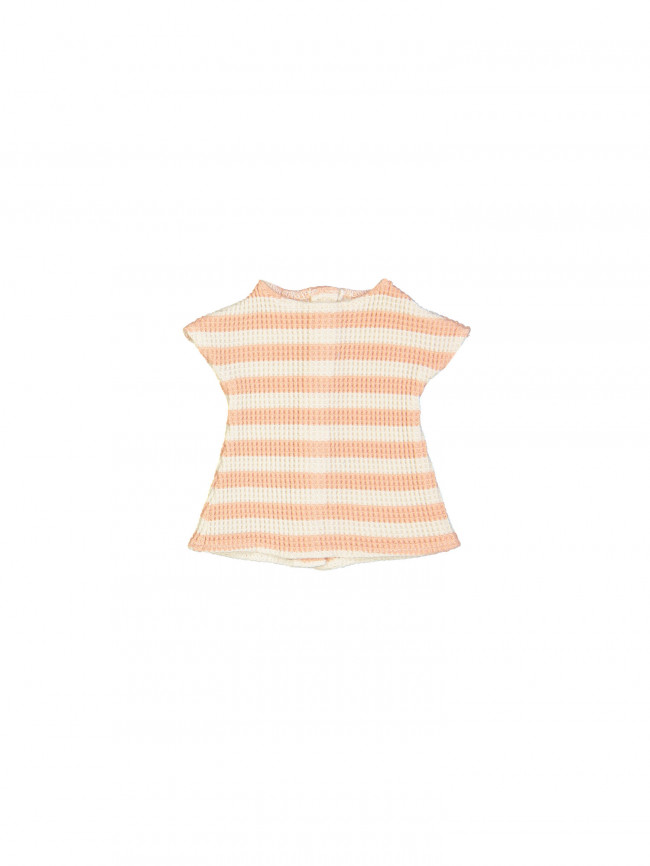 doll dress waffle stripe peach