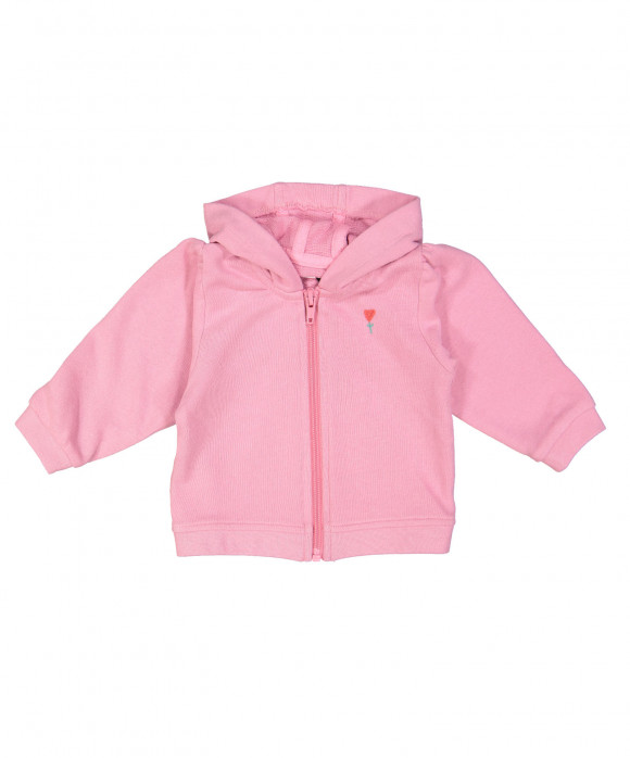 gilet mini hood flower fushia