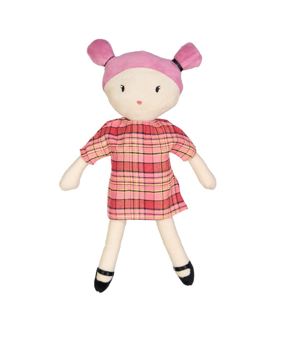 Doll dress check red