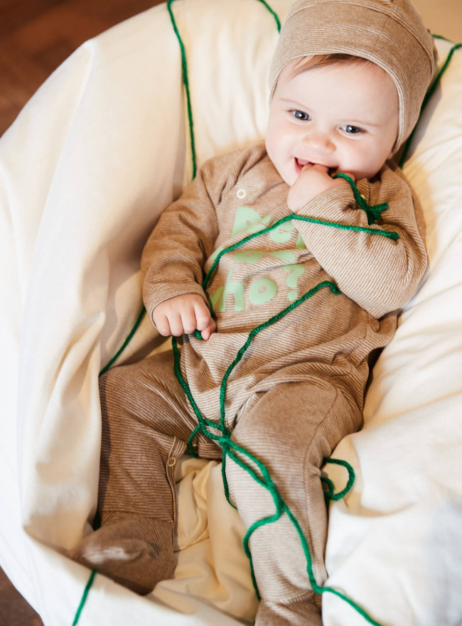 pyjama peek a who stripe brown