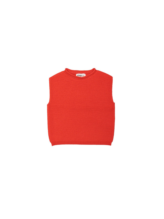 Debardeur red merino wool