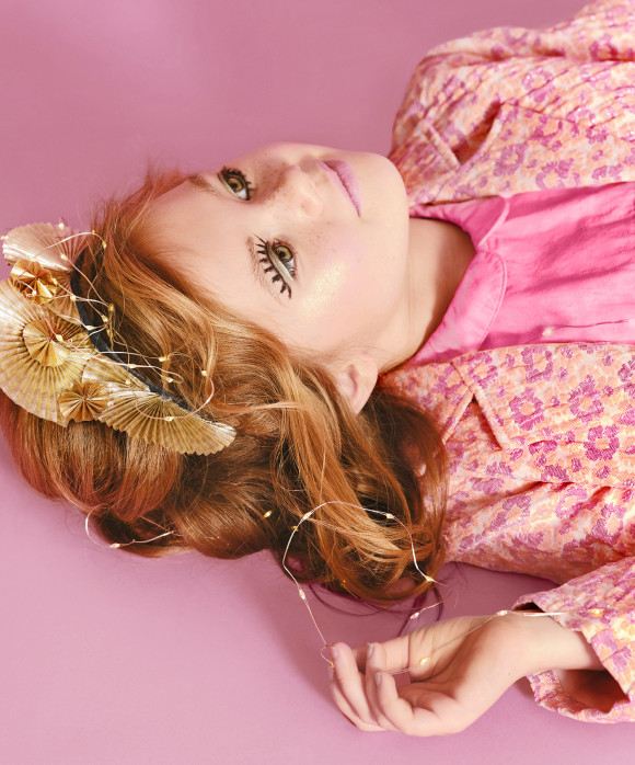 blazer lurex flowers pink