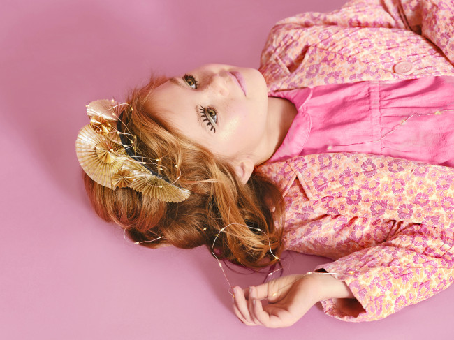 blazer lurex flowers pink