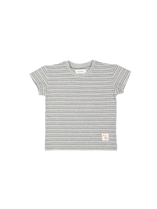T-shirt stripe light gray chiné