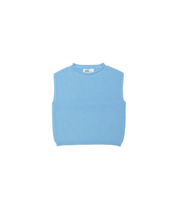 Debardeur blue merino wool