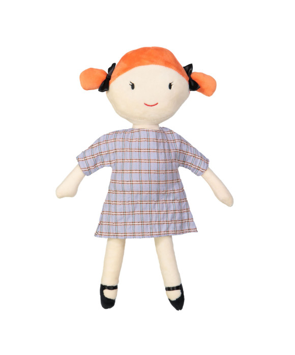 Doll dress checks light blue