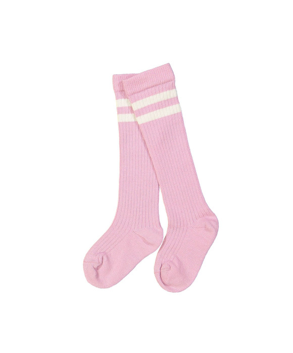 Knee-length sock stripe pink