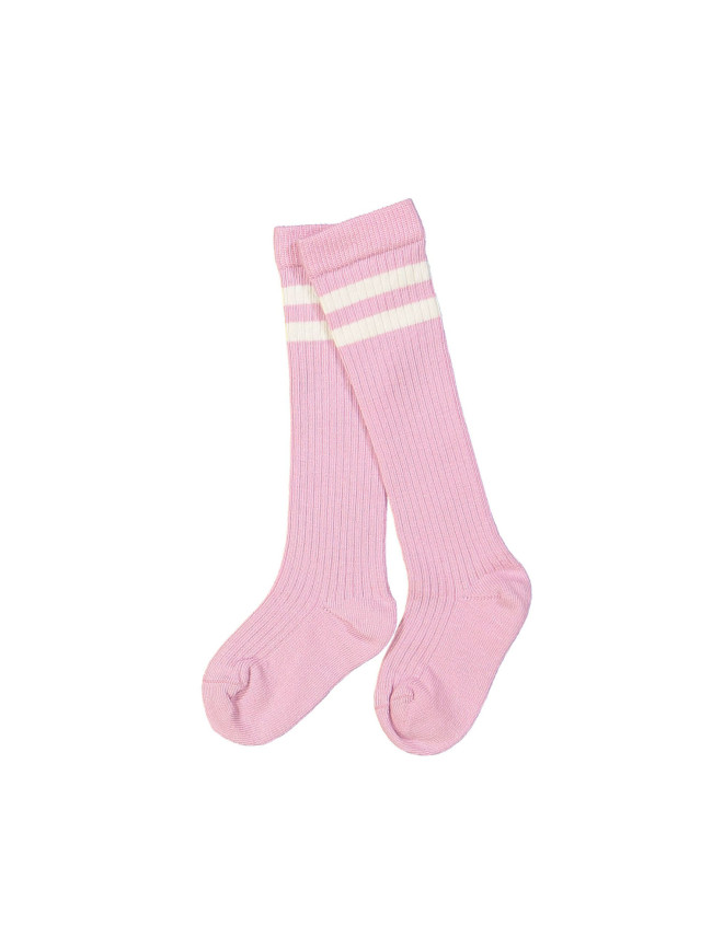 Knee-length sock stripe pink