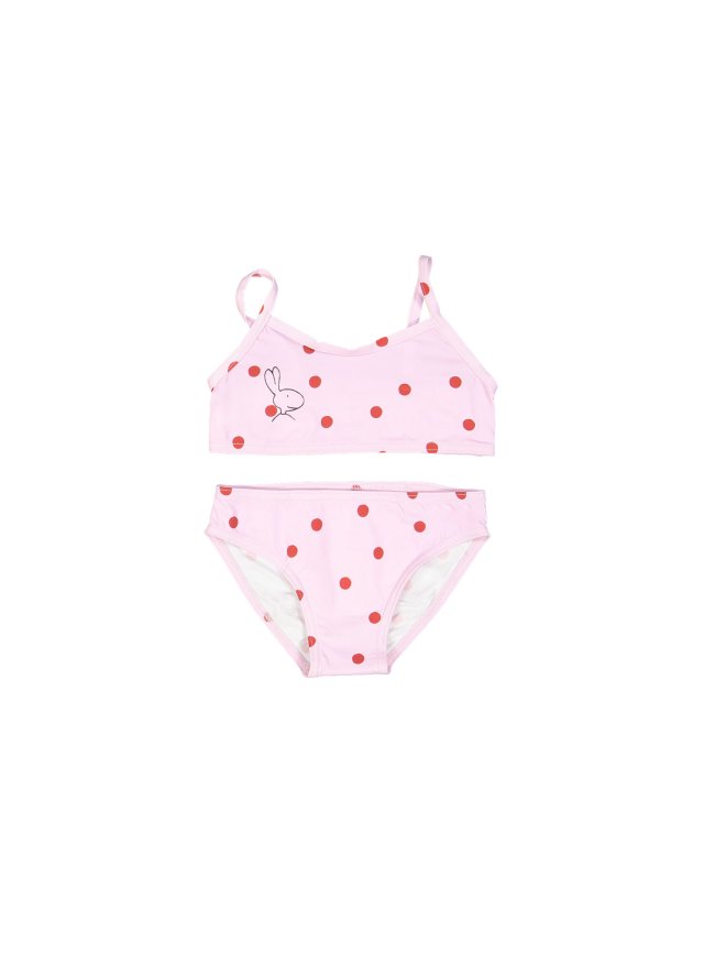 Bikini red dots light pink