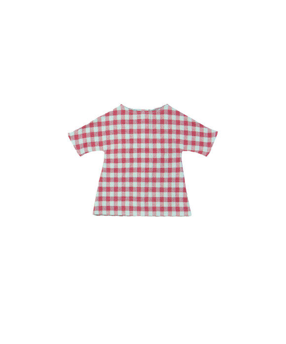 Doll dress checks aqua