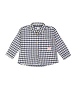 shirt check flannel ecru blue