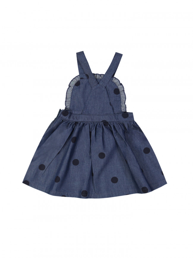 dungaree dress  big dots chambray