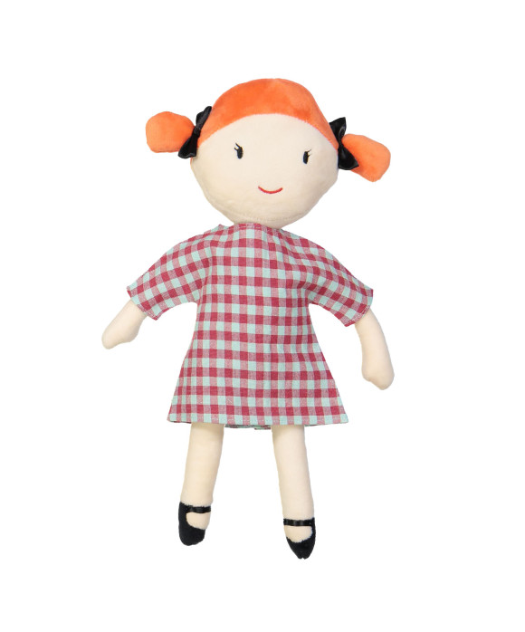 Doll dress checks aqua