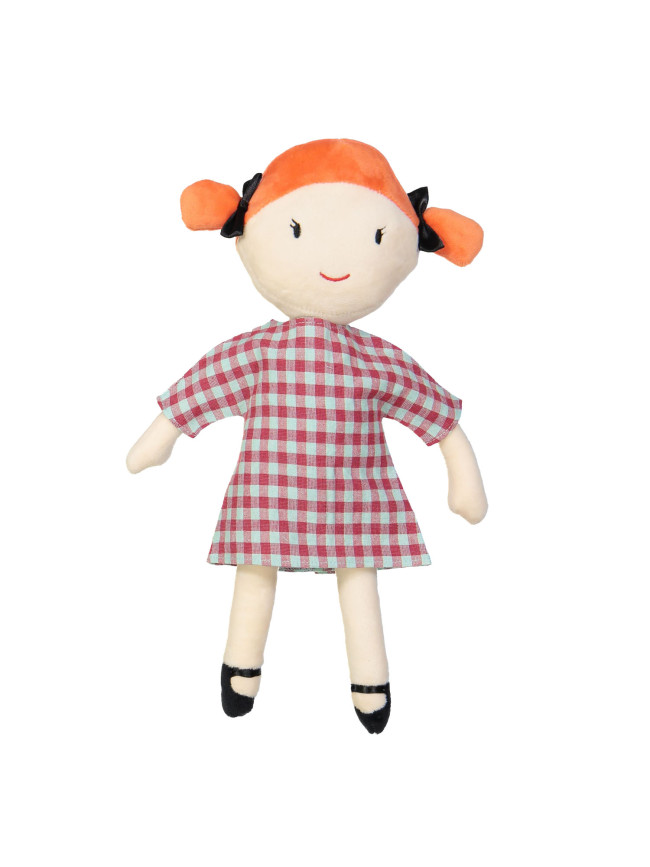 Doll dress checks aqua