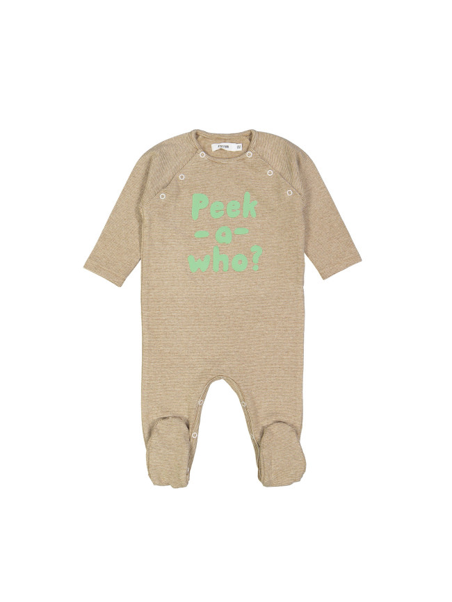 pyjama peek a who stripe brown