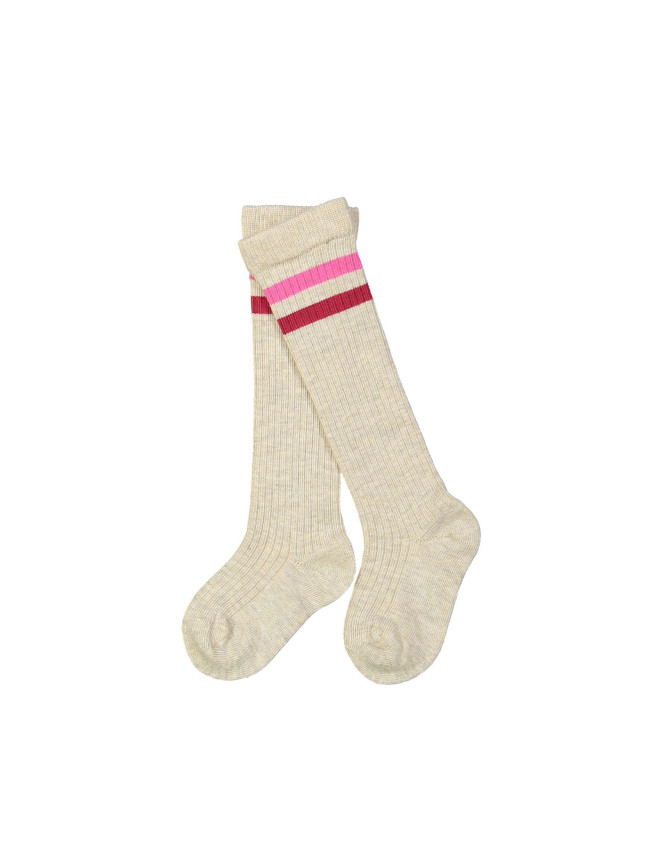 Knee-length sock stripe beige