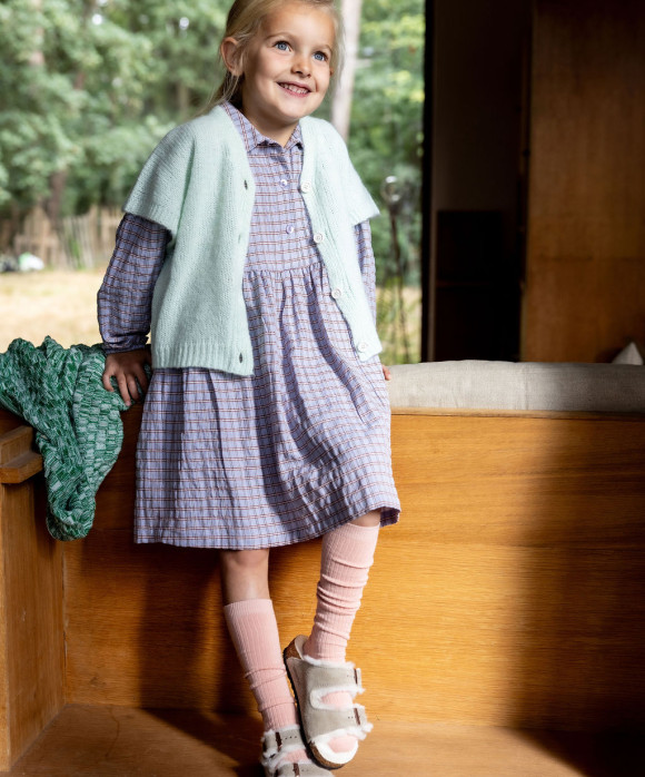 Robe carreaux bleu clair