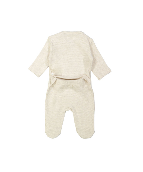 Pyjama fines rayures câlins et bisous beige