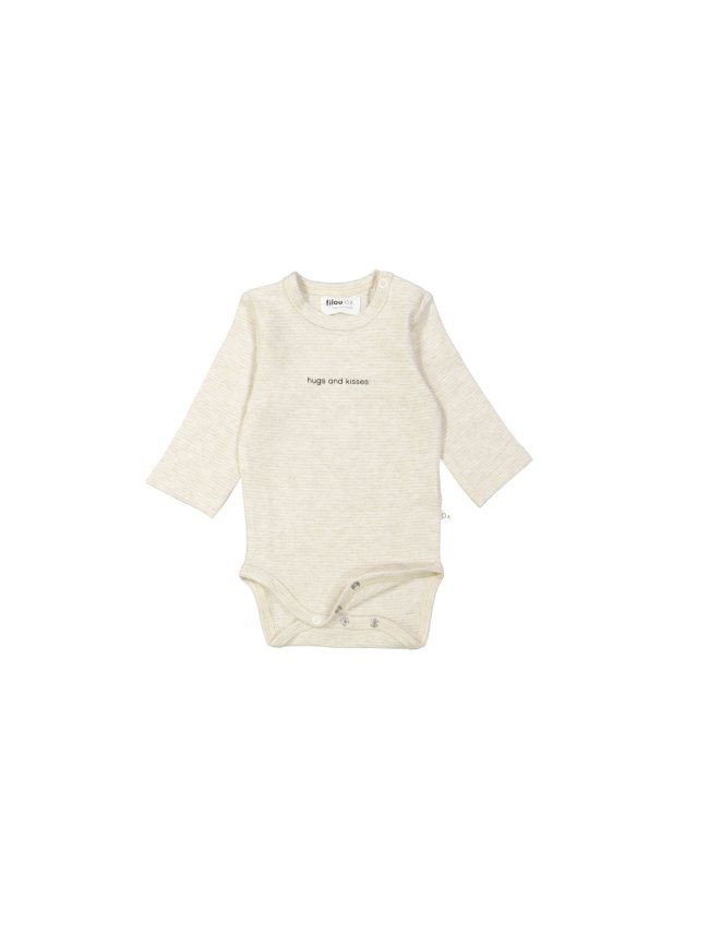Body fines rayures câlins et bisous beige