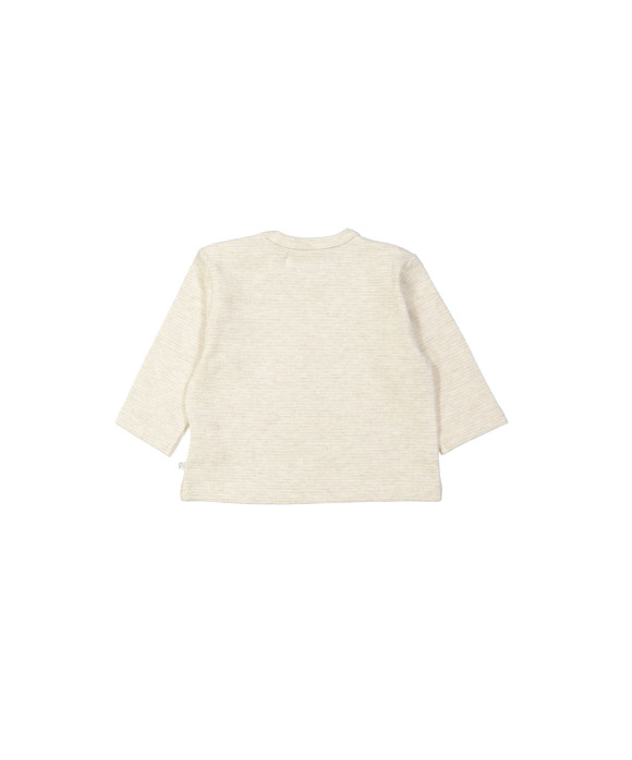 T-shirt fines rayures câlins et bisous beige