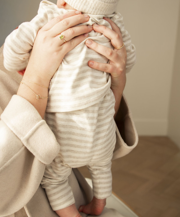 Pantalon rayé beige